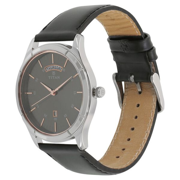 Titan 1767SL02 Anthracite Dial Black Leather Strap Men’s Analog Watch