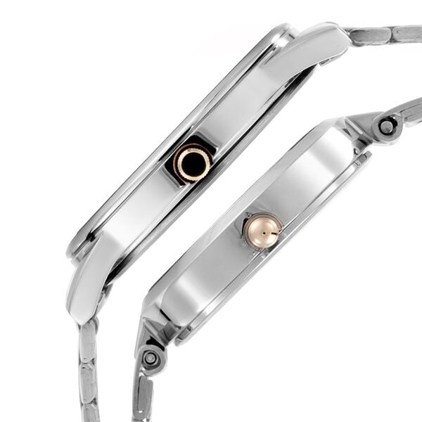 Titan 17732603KM01 Couple’s Analog Quartz Watch Set — Silver Dials & Two-Tone Metal Straps