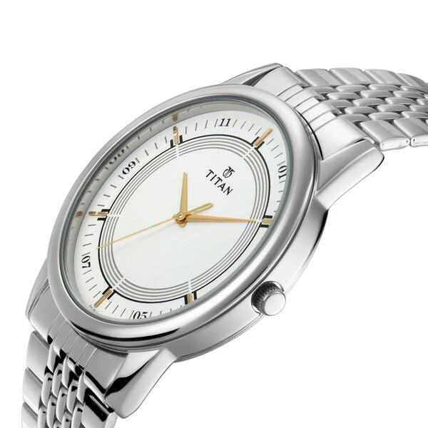 Titan NS17732603SM01P Bandhan Couple Quartz Analog Watch Set with Silver Dial & Silver Stainless-Steel Strap