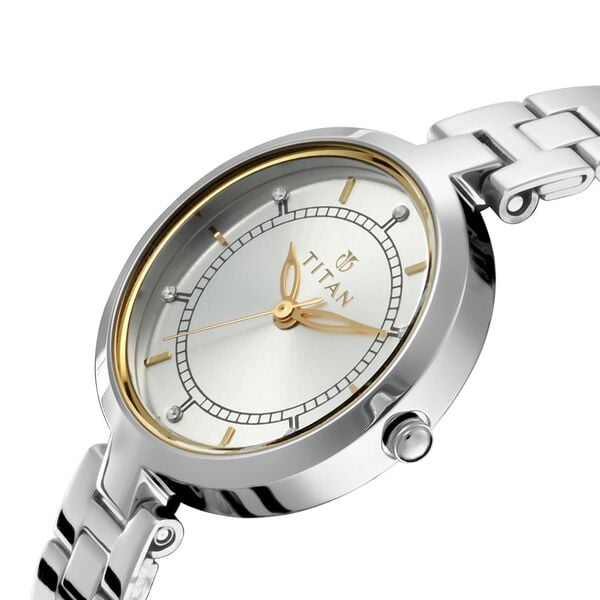 Titan NS17732603SM01P Bandhan Couple Quartz Analog Watch Set with Silver Dial & Silver Stainless-Steel Strap
