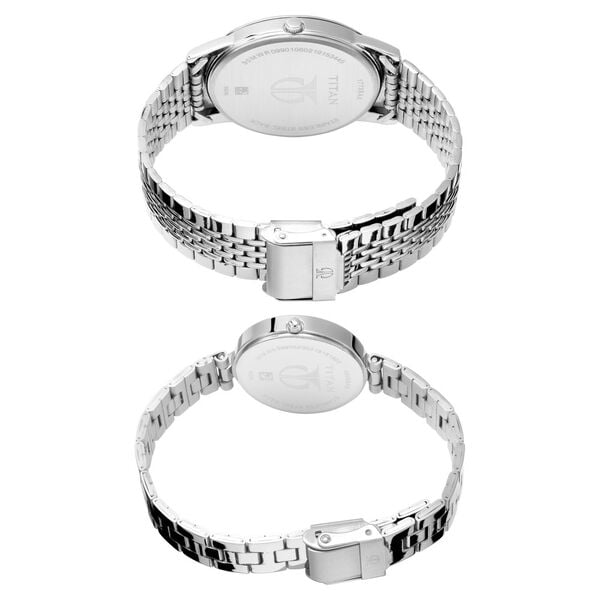 Titan 17732603SM01 Bandhan Quartz Analog Silver Dial Silver Stainless Steel Couple Watch