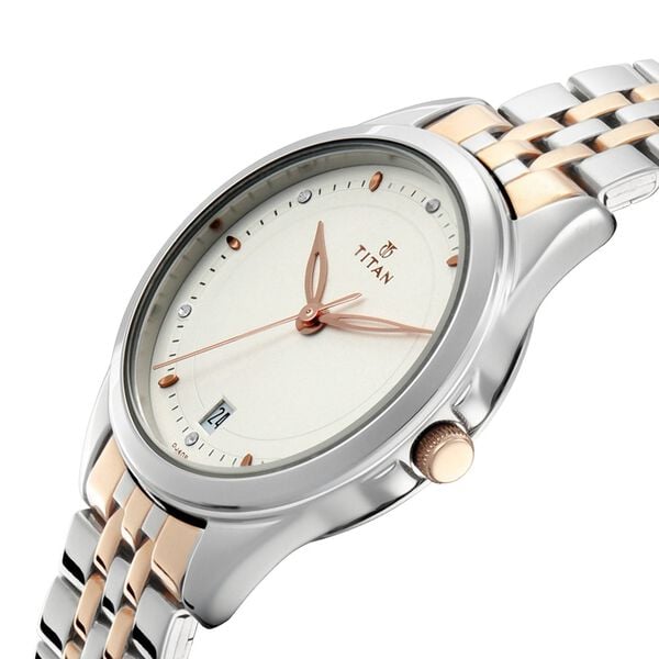 Titan– 17742565KM01P Bandhan Quartz Analog Couple Watch Set with Silver Dial & Two-Tone Stainless Steel Straps