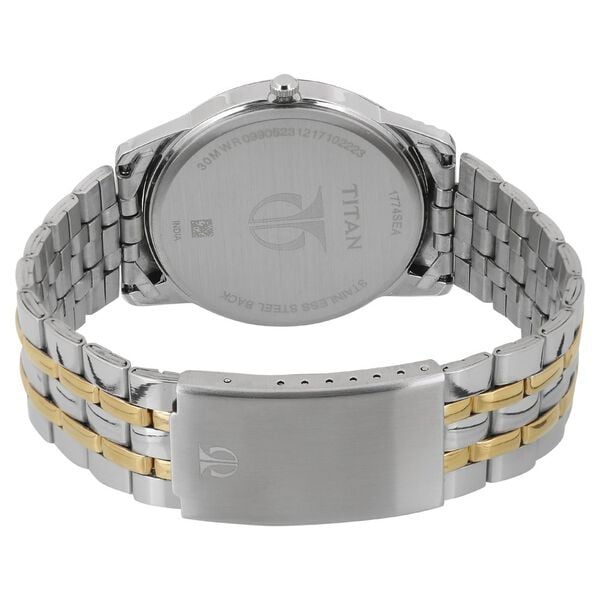 Titan 1774BM01 Men’s Analog Watch | Silver Dial Two-Tone Stainless Steel Strap | Quartz Day-Date Watch