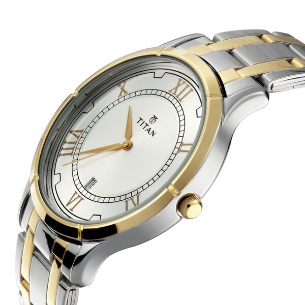 Titan 17752481BM01 Unisex Couple’s Silver Dial Quartz Analog Round Two-Tone Stainless Steel Watch Set