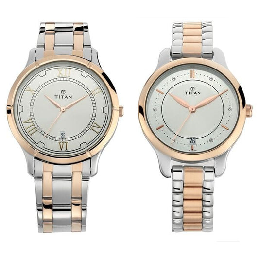 Titan NS17752481KM01P Bandhan Couple Quartz Analog Watch Set