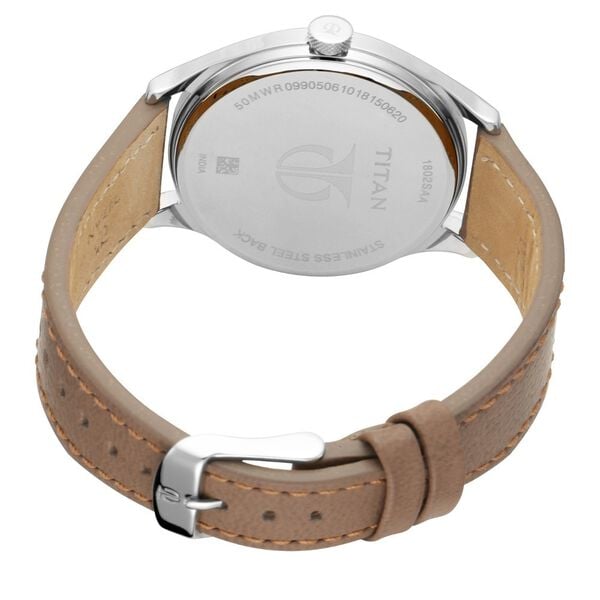 Titan 1802SL01 Men’s Silver-Dial Analog Watch with Brown Leather Strap