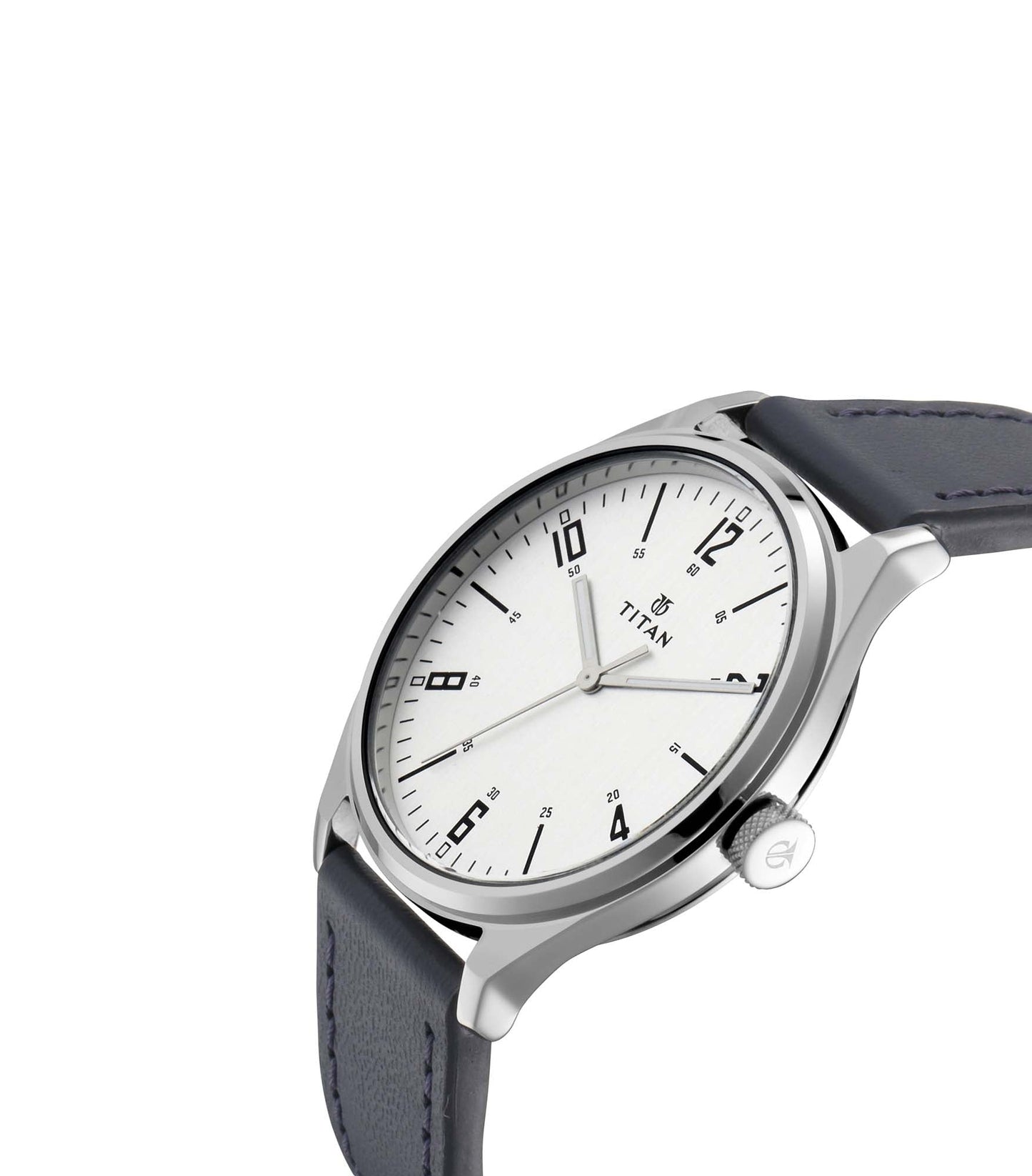 Titan 1802SL02 Men’s Silver-Dial Analog Watch with Genuine Leather Strap