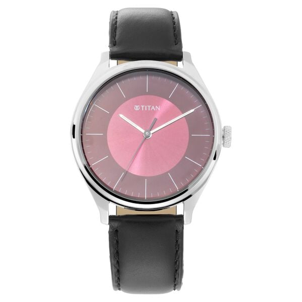 Titan 1802SL05 Maroon Dial Black Leather Strap Men’s Analog Watch