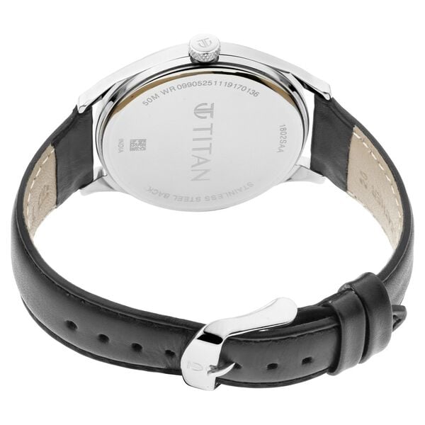 Titan 1802SL05 Maroon Dial Black Leather Strap Men’s Analog Watch