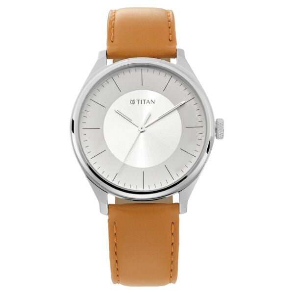 Titan 1802SL07 Urban Edge Silver Dial Men's Tan Leather Analog Watch