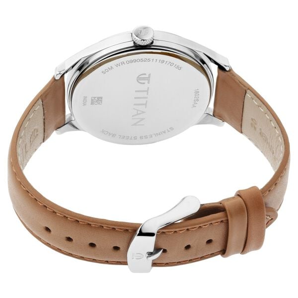 Titan 1802SL07 Urban Edge Silver Dial Men's Tan Leather Analog Watch