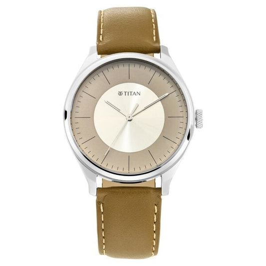 Titan NP1802SL09 Men’s Quartz Grey Dial Analog Leather Watch