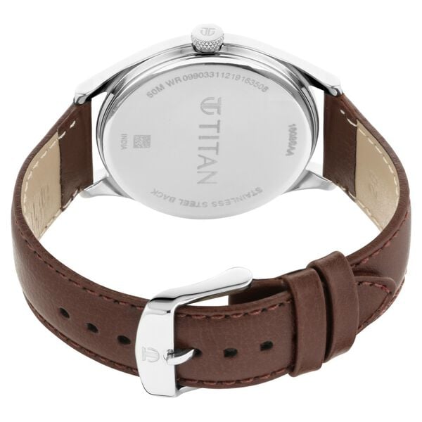 Titan 1802SL13 Men’s Classic Watch | White Dial & Brown Leather Strap | Quartz Analog Wrist Watch