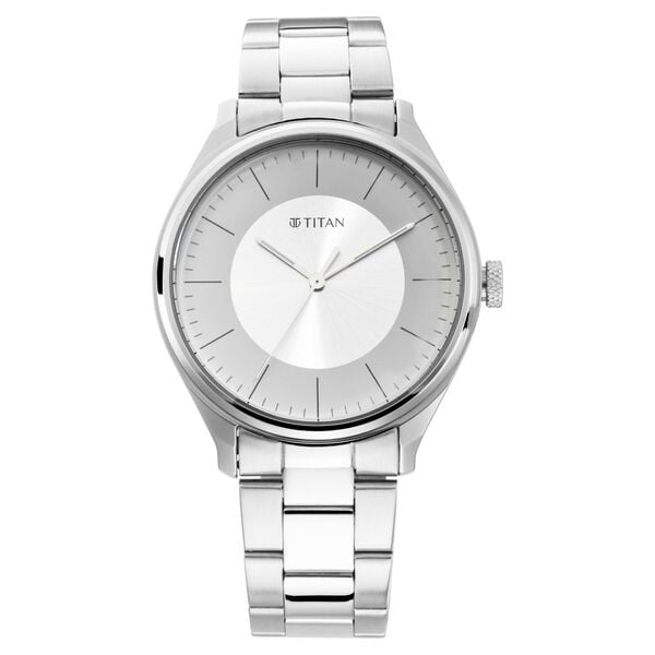 Titan 1802SM03 Quartz Analog Silver Dial Silver Metal Strap Men Watch