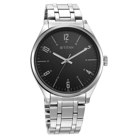 Titan 1802SM10 Wrist Wit Grey Dial Analog Quartz Stainless Steel Strap Watch – Men