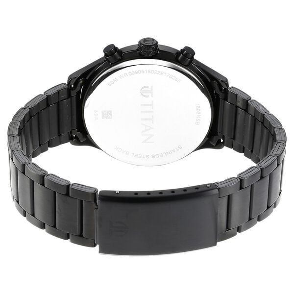 Titan 1803NM01 Black Dial Analog Quartz Multifunction Stainless Steel Men’s Watch – Black Band, Round Case