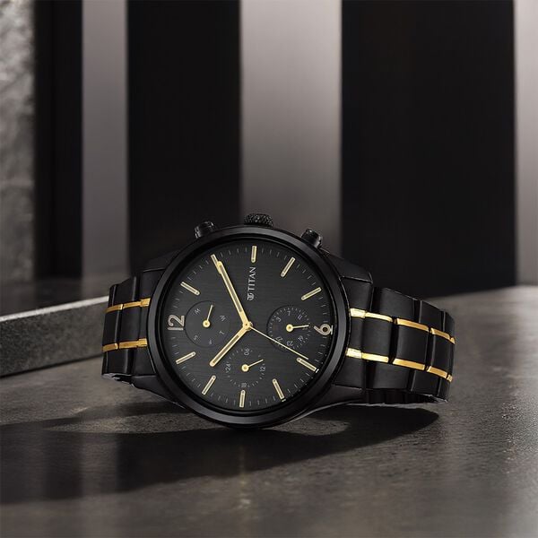 Titan NS1805KM03 Men’s Quartz Analog Watch with Anthracite Dial & Two-Tone Stainless Steel Strap
