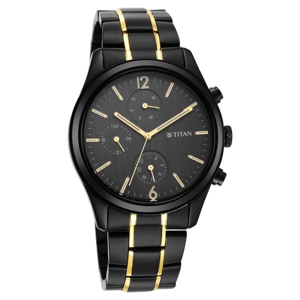 Titan NS1805KM03 Men’s Quartz Analog Watch with Anthracite Dial & Two-Tone Stainless Steel Strap