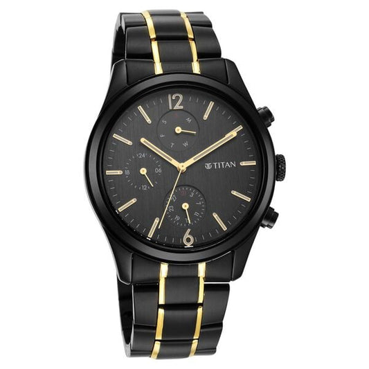 Titan NS1805KM03 Men’s Quartz Analog Watch with Anthracite Dial & Two-Tone Stainless Steel Strap