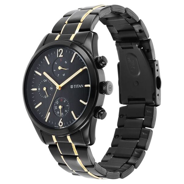 Titan NS1805KM03 Men’s Quartz Analog Watch with Anthracite Dial & Two-Tone Stainless Steel Strap