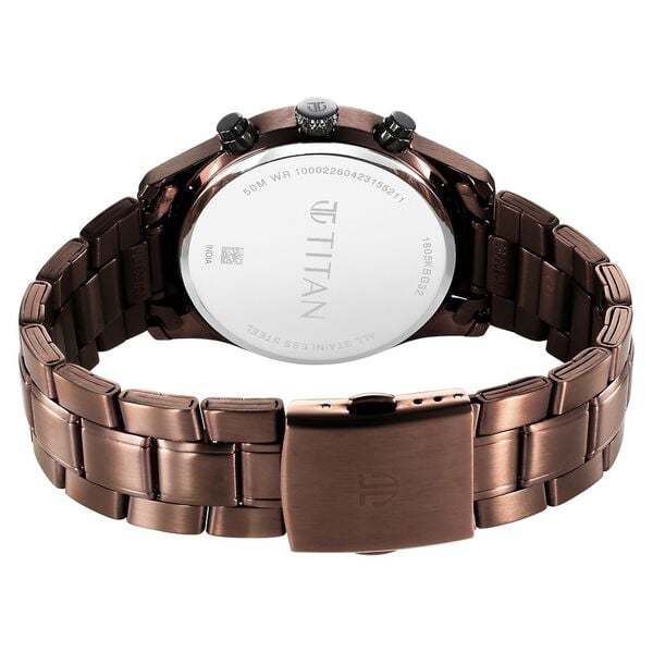 Titan 1805KM08 Men’s Black-Dial Multifunction Stainless Steel Watch