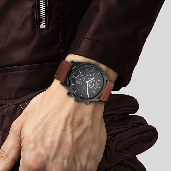 Titan NS1805NL01 Men’s Quartz Analog Watch with Brown Dial & Genuine Brown Leather Strap