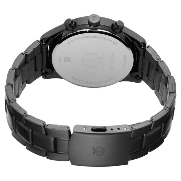 Titan 1805NM01 Men’s Multifunction Analog Watch | Black Dial & Black Metal Strap | Quartz Watch