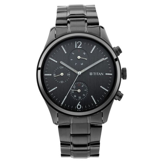 Titan 1805NM02 Workwear Black Dial Multifunction Analog Quartz Watch – Men