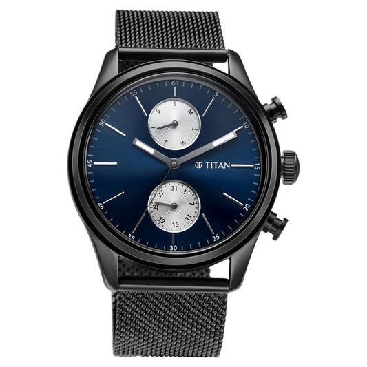 Titan 1805NM03 Elmnt Midnight Blue Dial Analog Men's Stainless Steel Watch