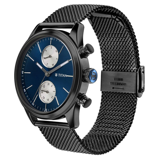 Titan 1805NM03 Elmnt Midnight Blue Dial Analog Men's Stainless Steel Watch
