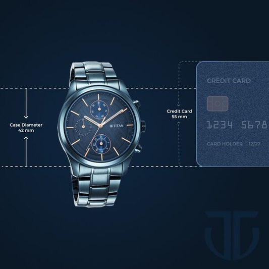 Titan 1805QM01 Blue Dial Analog Quartz Stainless Steel Watch for Men