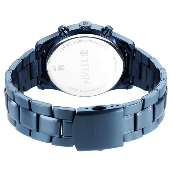 Titan 1805QM01 Neo Splash Blue Dial Quartz Analog Watch with Blue Stainless Steel Strap – Men