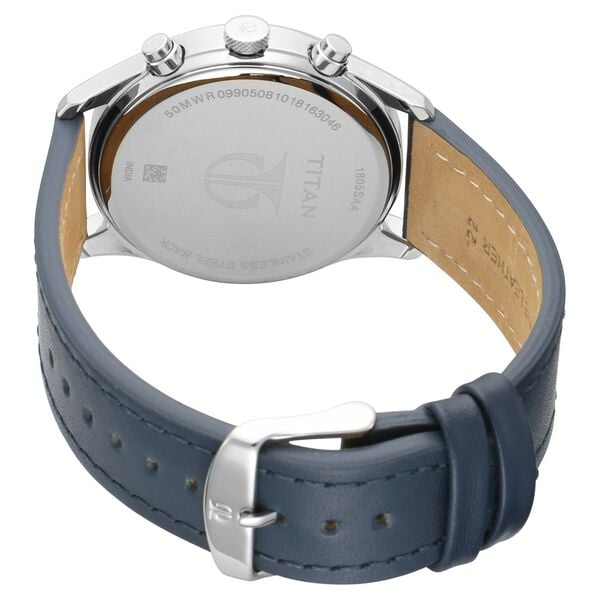 Titan 1805SL02 Men’s Quartz Multifunction Analog Blue Dial Watch with Blue Leather Strap