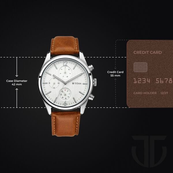 Titan 1805SL04 Men’s Quartz Analog Watch with White Dial & Brown Leather Strap