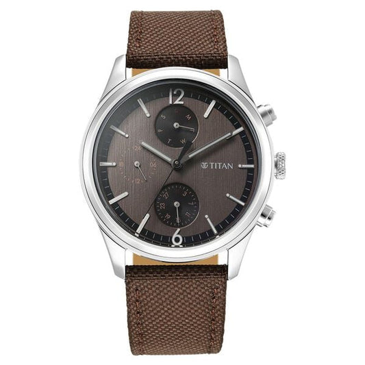 Titan 1805SL12 Men Brown Dial Leather Strap Quartz Watch
