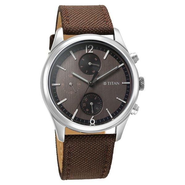 Titan 1805SL12 Men Brown Dial Leather Strap Quartz Watch