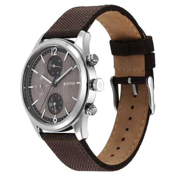 Titan 1805SL12 Men Brown Dial Leather Strap Quartz Watch