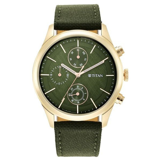 Titan 1805WP01 Men’s Neo Splash Watch | Green Dial & Green Fabric Strap | Quartz Analog Watch