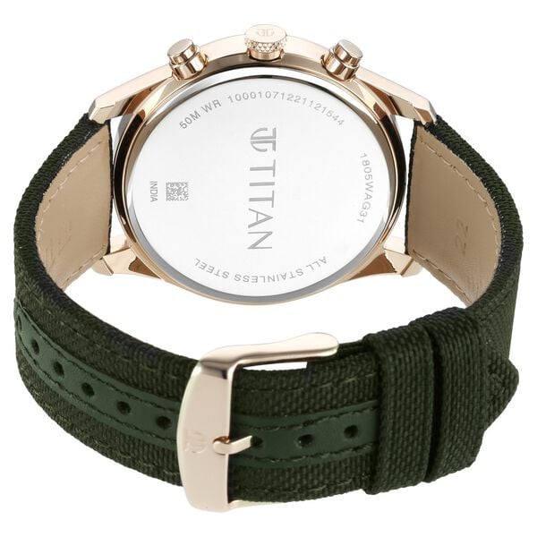 Titan 1805WP01 Men’s Neo Splash Watch | Green Dial & Green Fabric Strap | Quartz Analog Watch