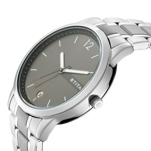 Titan 1806KM01 Quartz Analog Anthracite Dial Stainless Steel Strap Watch – Men