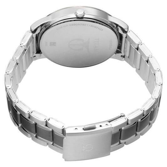 Titan 1806KM01 Men’s Quartz Analog Grey Dial Stainless Steel Strap Watch