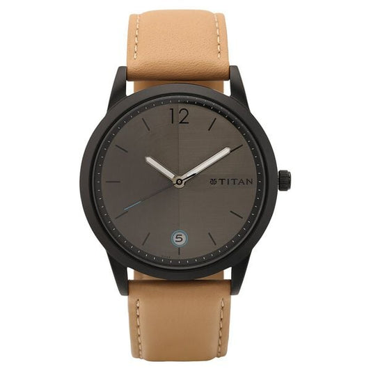 Titan NP1806NL01 Men’s Quartz Analog Anthracite Dial Leather Watch