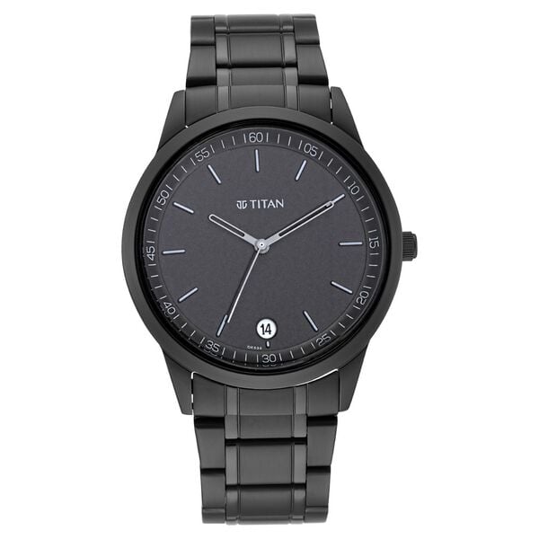 Titan 1806NM01 Black Dial Analog Quartz Stainless Steel Men’s Watch – Black Band, Date Display, Round Case