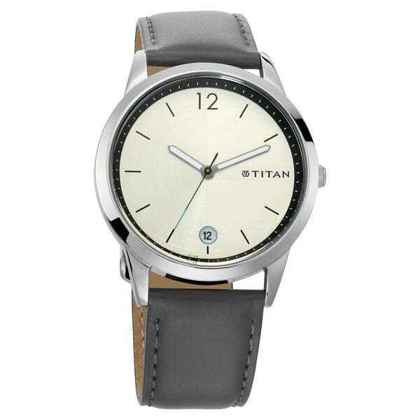 Titan 1806SL03 Silver Dial Analog Watch for Men – Leather Strap, Quartz Movement