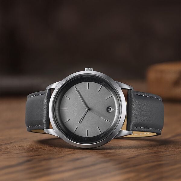 Titan 1806SL13 Men’s Quartz Analog Watch with Grey Dial & Grey Leather Strap
