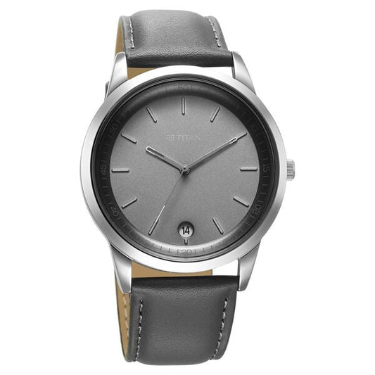Titan 1806SL13 Men’s Quartz Analog Watch with Grey Dial & Grey Leather Strap