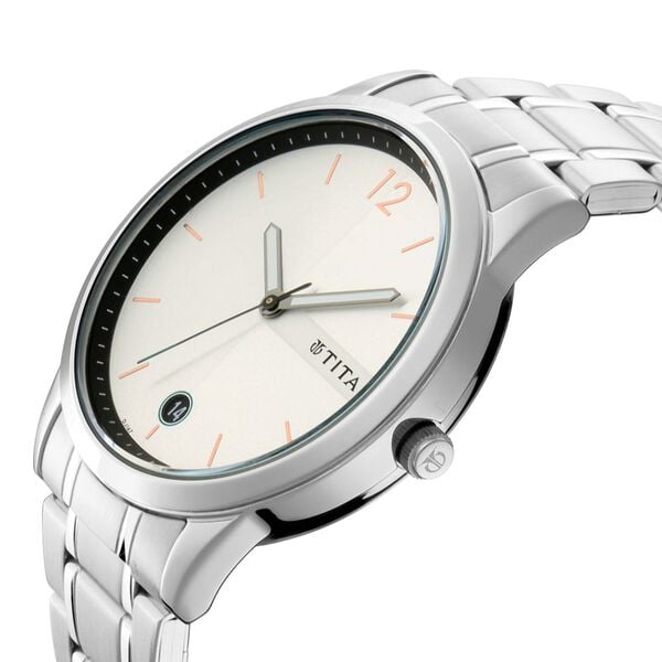 Titan 1806SM01 Men Silver Dial Stainless Steel Strap Quartz Analog Watch