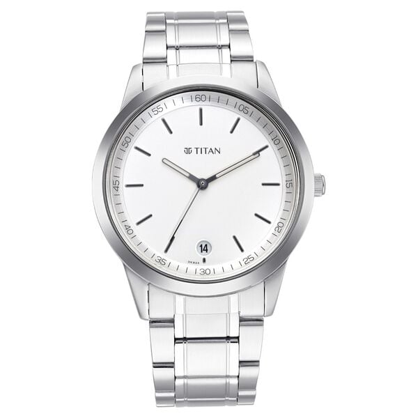 Titan NP1806SM03 Quartz Silver White Dial Silver Stainless Steel Strap Men’s Watch