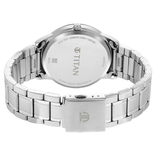 Titan NP1806SM03 Quartz Silver White Dial Silver Stainless Steel Strap Men’s Watch
