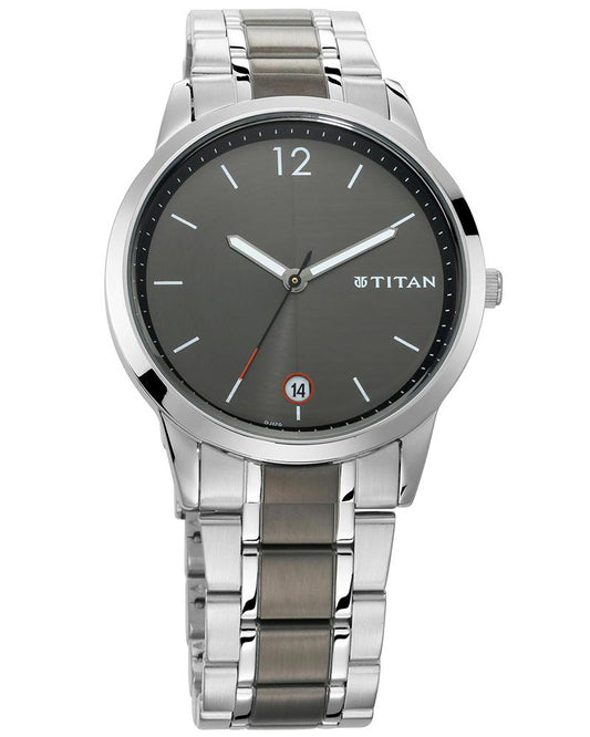 Titan 1806KM01 Men’s Quartz Analog Grey Dial Stainless Steel Strap Watch